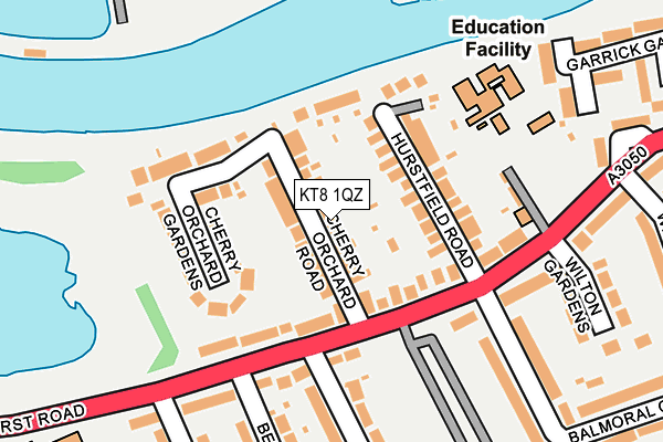 KT8 1QZ map - OS OpenMap – Local (Ordnance Survey)