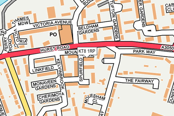 KT8 1RP map - OS OpenMap – Local (Ordnance Survey) KT8 1RP map - OS OpenMap – Local (Ordnance Survey)