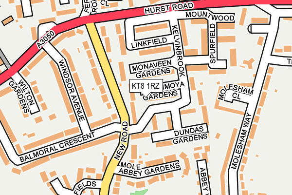 KT8 1RZ map - OS OpenMap – Local (Ordnance Survey) KT8 1RZ map - OS OpenMap – Local (Ordnance Survey)