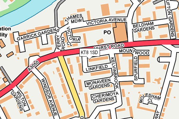 KT8 1SD map - OS OpenMap – Local (Ordnance Survey) KT8 1SD map - OS OpenMap – Local (Ordnance Survey)