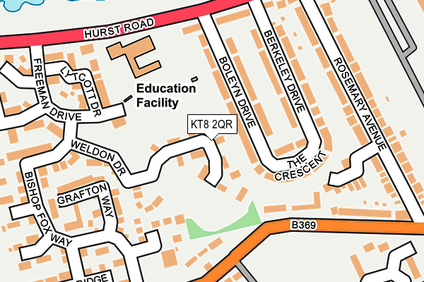 KT8 2QR map - OS OpenMap – Local (Ordnance Survey) KT8 2QR map - OS OpenMap – Local (Ordnance Survey)