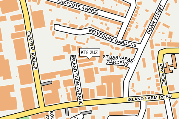 KT8 2UZ map - OS OpenMap – Local (Ordnance Survey) KT8 2UZ map - OS OpenMap – Local (Ordnance Survey)