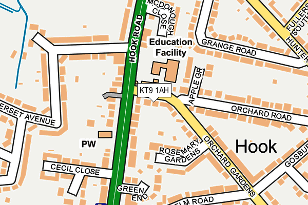 KT9 1AH map - OS OpenMap – Local (Ordnance Survey) KT9 1AH map - OS OpenMap – Local (Ordnance Survey)