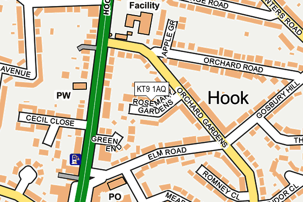KT9 1AQ map - OS OpenMap – Local (Ordnance Survey) KT9 1AQ map - OS OpenMap – Local (Ordnance Survey)