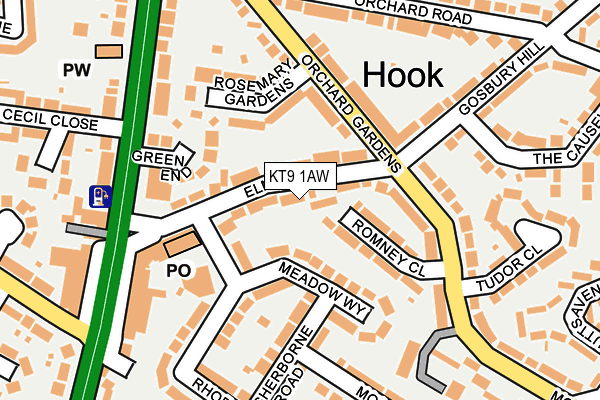 KT9 1AW map - OS OpenMap – Local (Ordnance Survey) KT9 1AW map - OS OpenMap – Local (Ordnance Survey)