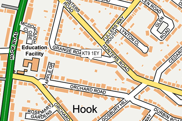 KT9 1EY map - OS OpenMap – Local (Ordnance Survey) KT9 1EY map - OS OpenMap – Local (Ordnance Survey)