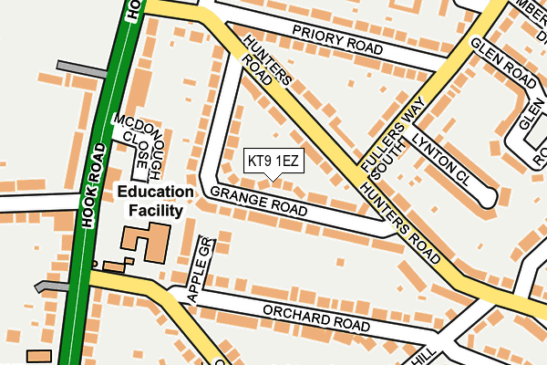 KT9 1EZ map - OS OpenMap – Local (Ordnance Survey) KT9 1EZ map - OS OpenMap – Local (Ordnance Survey)