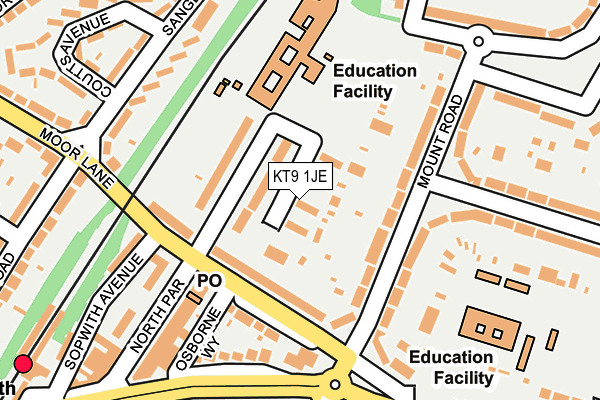 KT9 1JE map - OS OpenMap – Local (Ordnance Survey)