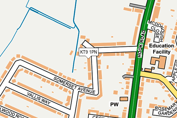 KT9 1PN map - OS OpenMap – Local (Ordnance Survey) KT9 1PN map - OS OpenMap – Local (Ordnance Survey)