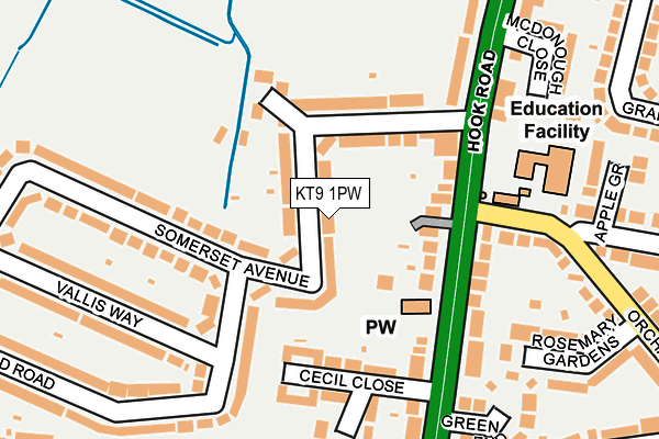 KT9 1PW map - OS OpenMap – Local (Ordnance Survey) KT9 1PW map - OS OpenMap – Local (Ordnance Survey)