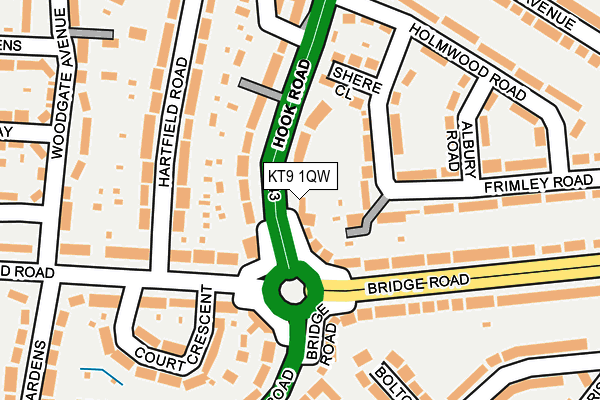 KT9 1QW map - OS OpenMap – Local (Ordnance Survey) KT9 1QW map - OS OpenMap – Local (Ordnance Survey)