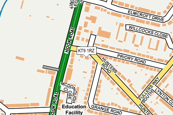 KT9 1RZ map - OS OpenMap – Local (Ordnance Survey) KT9 1RZ map - OS OpenMap – Local (Ordnance Survey)