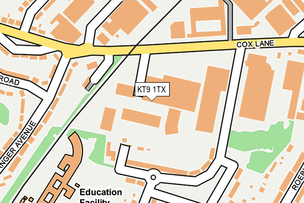 KT9 1TX map - OS OpenMap – Local (Ordnance Survey) KT9 1TX map - OS OpenMap – Local (Ordnance Survey)