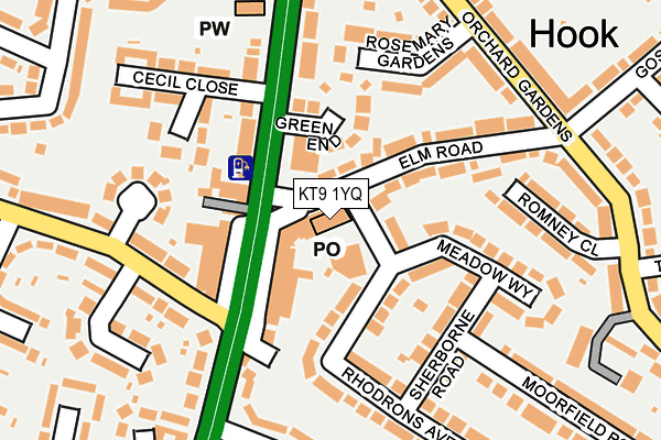 KT9 1YQ map - OS OpenMap – Local (Ordnance Survey) KT9 1YQ map - OS OpenMap – Local (Ordnance Survey)