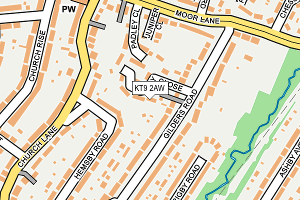 KT9 2AW map - OS OpenMap – Local (Ordnance Survey) KT9 2AW map - OS OpenMap – Local (Ordnance Survey)
