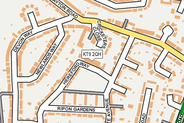 KT9 2QH map - OS OpenMap – Local (Ordnance Survey) KT9 2QH map - OS OpenMap – Local (Ordnance Survey)