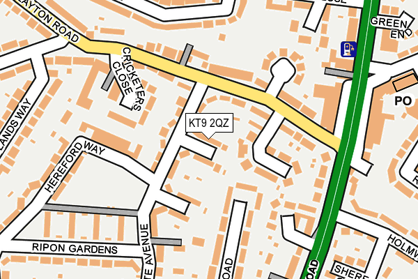 KT9 2QZ map - OS OpenMap – Local (Ordnance Survey) KT9 2QZ map - OS OpenMap – Local (Ordnance Survey)