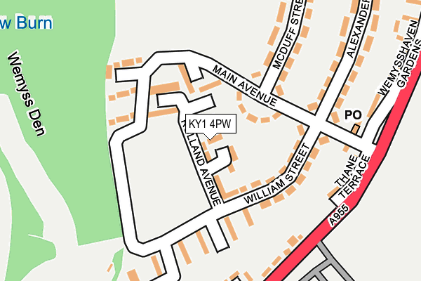 KY1 4PW map - OS OpenMap – Local (Ordnance Survey)