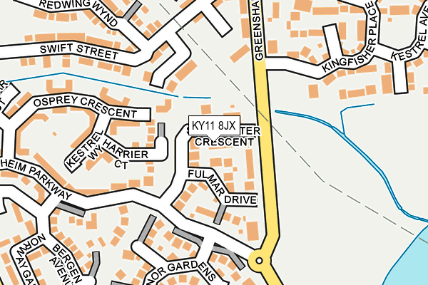 KY11 8JX map - OS OpenMap – Local (Ordnance Survey) KY11 8JX map - OS OpenMap – Local (Ordnance Survey)
