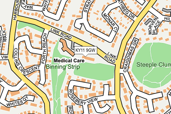 KY11 9GW map - OS OpenMap – Local (Ordnance Survey) KY11 9GW map - OS OpenMap – Local (Ordnance Survey)
