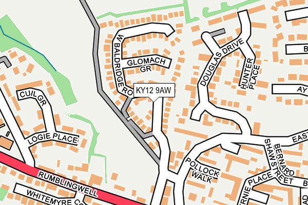 KY12 9AW map - OS OpenMap – Local (Ordnance Survey) KY12 9AW map - OS OpenMap – Local (Ordnance Survey)