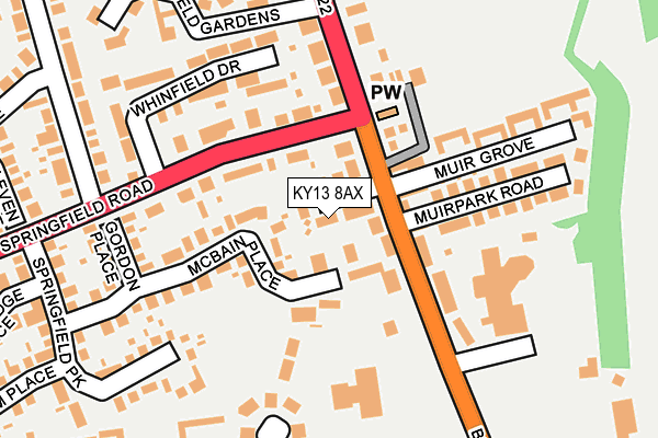 KY13 8AX map - OS OpenMap – Local (Ordnance Survey) KY13 8AX map - OS OpenMap – Local (Ordnance Survey)