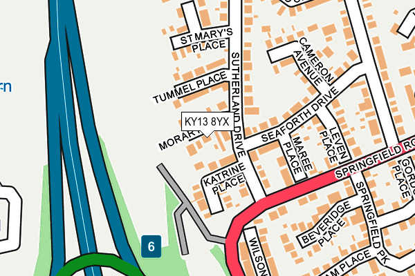 KY13 8YX map - OS OpenMap – Local (Ordnance Survey)