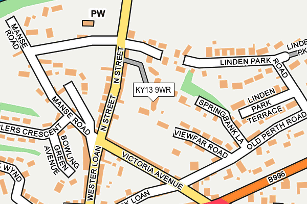 KY13 9WR map - OS OpenMap – Local (Ordnance Survey) KY13 9WR map - OS OpenMap – Local (Ordnance Survey)