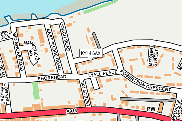 KY14 6AX map - OS OpenMap – Local (Ordnance Survey) KY14 6AX map - OS OpenMap – Local (Ordnance Survey)
