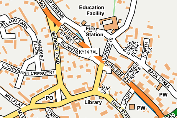 KY14 7AL map - OS OpenMap – Local (Ordnance Survey) KY14 7AL map - OS OpenMap – Local (Ordnance Survey)