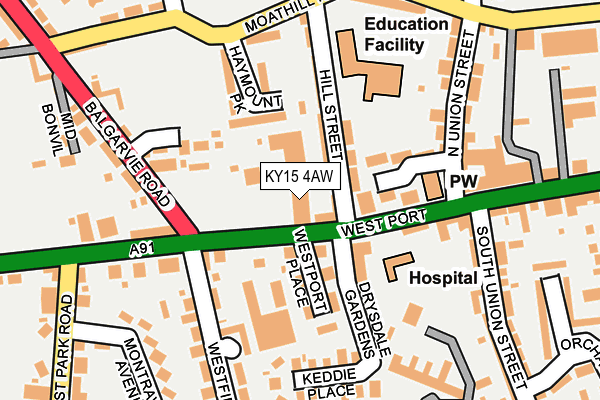 KY15 4AW map - OS OpenMap – Local (Ordnance Survey) KY15 4AW map - OS OpenMap – Local (Ordnance Survey)