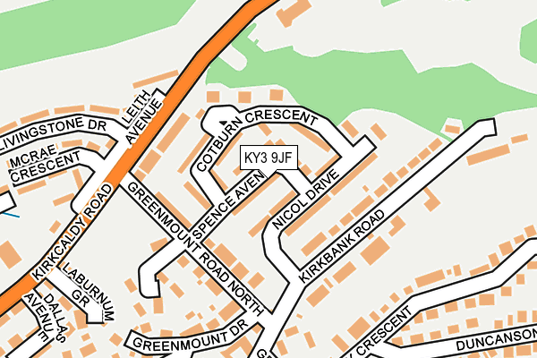 KY3 9JF map - OS OpenMap – Local (Ordnance Survey) KY3 9JF map - OS OpenMap – Local (Ordnance Survey)