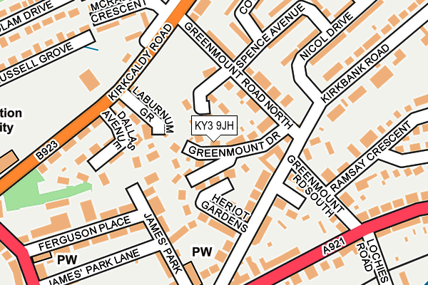 KY3 9JH map - OS OpenMap – Local (Ordnance Survey) KY3 9JH map - OS OpenMap – Local (Ordnance Survey)