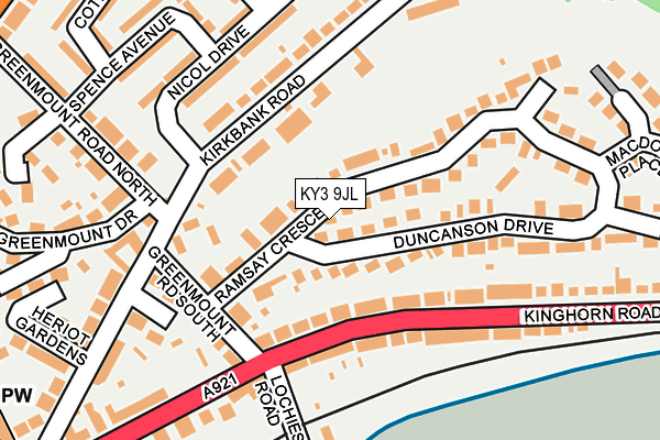 KY3 9JL map - OS OpenMap – Local (Ordnance Survey) KY3 9JL map - OS OpenMap – Local (Ordnance Survey)