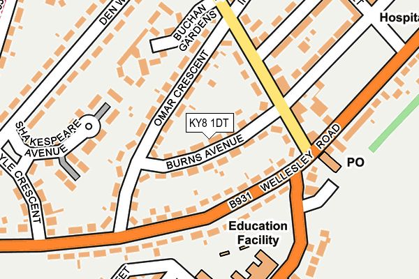 KY8 1DT map - OS OpenMap – Local (Ordnance Survey) KY8 1DT map - OS OpenMap – Local (Ordnance Survey)