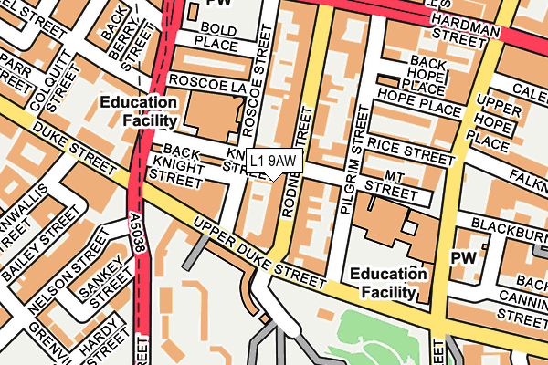 L1 9AW map - OS OpenMap – Local (Ordnance Survey)