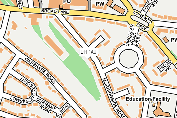 L11 1AU map - OS OpenMap – Local (Ordnance Survey) L11 1AU map - OS OpenMap – Local (Ordnance Survey)