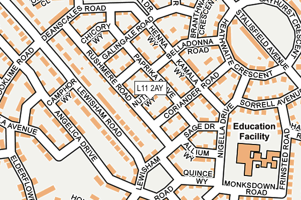 L11 2AY map - OS OpenMap – Local (Ordnance Survey) L11 2AY map - OS OpenMap – Local (Ordnance Survey)