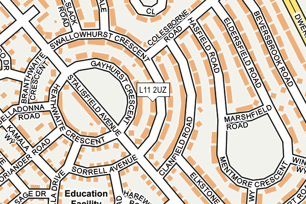 L11 2UZ map - OS OpenMap – Local (Ordnance Survey) L11 2UZ map - OS OpenMap – Local (Ordnance Survey)