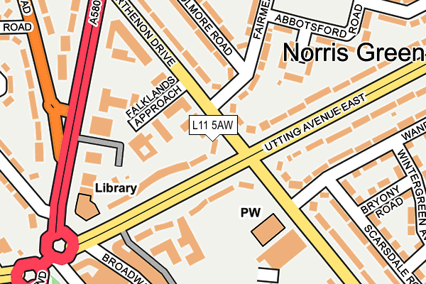 L11 5AW map - OS OpenMap – Local (Ordnance Survey) L11 5AW map - OS OpenMap – Local (Ordnance Survey)