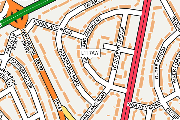 L11 7AW map - OS OpenMap – Local (Ordnance Survey) L11 7AW map - OS OpenMap – Local (Ordnance Survey)