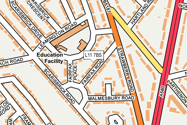 L11 7BS map - OS OpenMap – Local (Ordnance Survey) L11 7BS map - OS OpenMap – Local (Ordnance Survey)