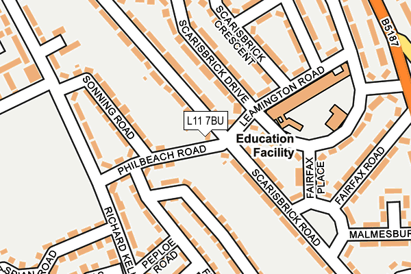 L11 7BU map - OS OpenMap – Local (Ordnance Survey) L11 7BU map - OS OpenMap – Local (Ordnance Survey)