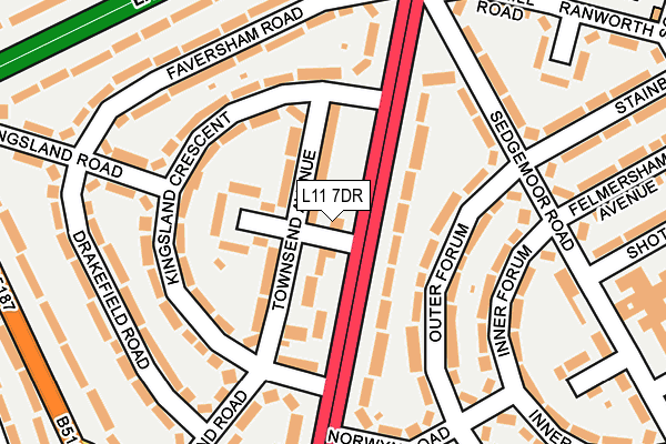 L11 7DR map - OS OpenMap – Local (Ordnance Survey) L11 7DR map - OS OpenMap – Local (Ordnance Survey)