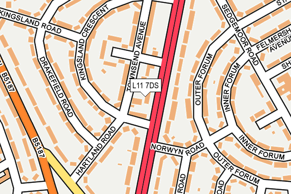 L11 7DS map - OS OpenMap – Local (Ordnance Survey) L11 7DS map - OS OpenMap – Local (Ordnance Survey)