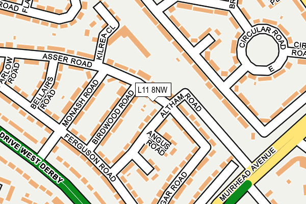 L11 8NW map - OS OpenMap – Local (Ordnance Survey) L11 8NW map - OS OpenMap – Local (Ordnance Survey)