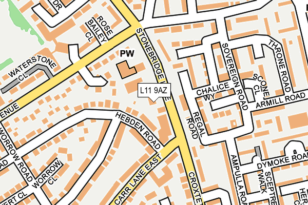 L11 9AZ map - OS OpenMap – Local (Ordnance Survey) L11 9AZ map - OS OpenMap – Local (Ordnance Survey)
