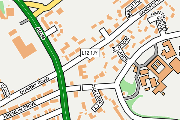 L12 1JY map - OS OpenMap – Local (Ordnance Survey) L12 1JY map - OS OpenMap – Local (Ordnance Survey)