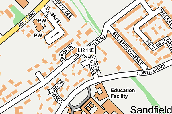 L12 1NE map - OS OpenMap – Local (Ordnance Survey)
