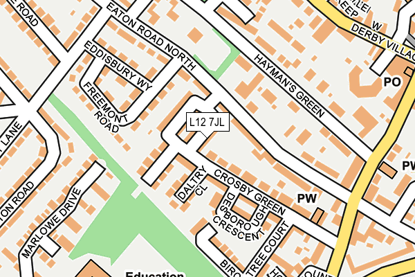 L12 7JL map - OS OpenMap – Local (Ordnance Survey) L12 7JL map - OS OpenMap – Local (Ordnance Survey)